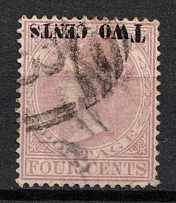 1888 2c Ceylon, British Commonwealth (INVERTED Overprint, Type I, Canceled)