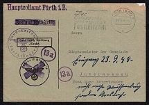 1944 (21 Sept) The Main Customs Office of Furth, Third Reich, Germany, Nazi, Cover to Mayor of the Municipality of the Unterbach with Commemorative Postmark