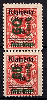 1923 60C Memel (Klaipeda), Germany, Pair (Mi. 233 II/III, Different types of '60', Rare, Unpriced, CV $+++)