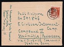 1947 (4 Sep) Germany, Civilian Internment Camp, District Censorship, DP Camp, Displaced Persons Camp, Cover from Goslar to Paderborn (Mi. 963 a)