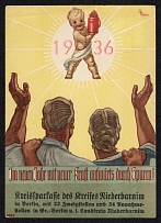 1936 (1 Aug) Olympiad 'In the New Year, Boost Your Energy by Saving!', Propaganda Postcard, Third Reich Nazi Germany (Olympic Commemorative Cancellations)