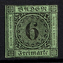 1851-52 6k Baden, German States, Germany (Mi. 3, Sc. 3, Signed, CV $1,300)