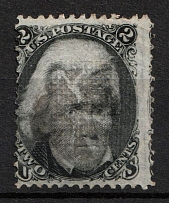 1868 2c Jackson, United States, USA (Scott 85B, SHIFTED Perforation, Black, Canceled, CV $1,100)