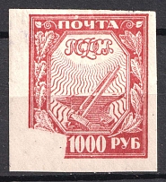 1921 1000r RSFSR, Russia, Pair (Unprinted Image, Ordinary Paper)