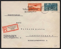 1935 (14 Jan) Saar, Germany, Airmail, Registered Cover