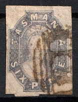 1863 6p Tasmania, Commonwealth of Australia (Mi. 14 b, Canceled, CV $100)