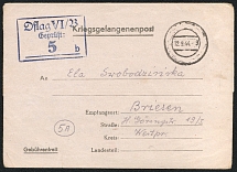 1944 (12 Sep) WWII German Prisoners of War POW Camp in Poland, Cover to Briesen (Oflag VI/B)