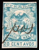 1866 20c Colombia, South America (Mi 41, Canceled, CV $35)
