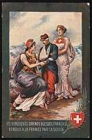 1916 (19 Nov) 'The Heroic Great French Wounds...', International Committee of the Red Cross, World War I Military Propaganda Postcard from Geneva (Switzerland) franked with 5c