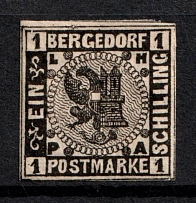 1861 1s Bergedorf, German States, Germany (Mi. 2, Signed, CV $70)