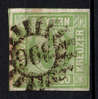 1853-54 9kr Bavaria, German States, Germany (Mi. 5 b II, Canceled, CV $390)