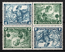 1933 Third Reich, Germany, Wagner, Tete-beche, Zusammendrucke, Block of Four (Mi. SK 19, CV $180)