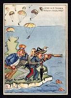 1933 'Because We are Going Towards England', Plauen, Germany, WWII Anti-Allies Propaganda, Caricature, Postcard, Author H. W. Gipser