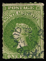 1859 1p South Australia (SG 13, Canceled, CV $100)