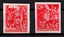 1945 Third Reich, Last Issue, Germany (Mi. 909 U - 910 U, Full Set, CV $120, MNH)