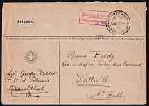 Military Internment Camp, Field Post Feldpost Cover from Bern (Switzerland) to Wattwiller (France)