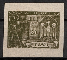 20f Woldenberg, Poland, POCZTA OB.OF.IIC, WWII Camp Post (Essay, Signed)