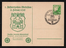 1938 '1st postage stamp advertising show Charlottenburg 1938', Propaganda Postcard, Third Reich Nazi Germany