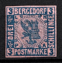 1861 3s Bergedorf, German States, Germany (Mi. 4, Signed, CV $40)