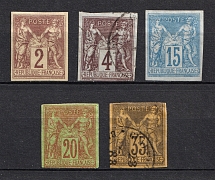 1878-80 French Colonies (MH/Canceled, Signed, CV $120)
