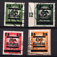 1945 Glauchau (Saxony), Germany Local Post (Mi. 31, 32, 37, 42, Signed, Canceled, CV $320)