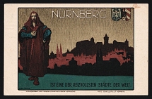 1919 (27 Sep) 'Nuremberg in Middle Franconia, Silhouette of the City, Coat of Arms, Albrecht Durer', Propaganda, Postcard from Nuremberg to Mainz
