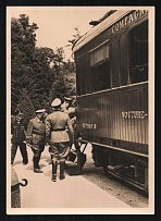 1940 'Compiegne 1940  The Fuehrer gets into the historic wagon', Propaganda Postcard, Third Reich Nazi Germany