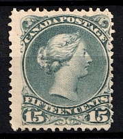 1868-90 15c Canada (Scott 30a, SG 66, Certificate, CV $2,500)