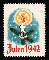 1938 Denmark, 'DNSAP', Christmas Seal, Swastika, Third Reich Propaganda
