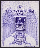 1941 'National Postage Stamp Day. Heinrich von Stephan', Souvenir Sheet, Third Reich Nazi Germany Propaganda