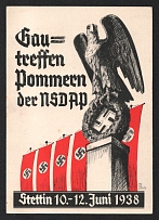1938 'Pomeranian regional meeting of the NSDAP', Propaganda Postcard, Third Reich Nazi Germany