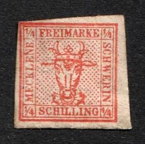 1856 1/4s Mecklenburg-Schwerin, German States, Germany (Mi. 1, Sc. 1 a, CV $60)
