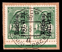 1941 20k Raseiniai, Occupation of Lithuania, Germany, Pair (Mi. 4 I, Margin, Signed, Canceled, CV $70)