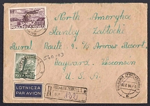 1954 Poland, Registered Cover Kalwaria Zebrzydowska - Hayward (USA), Airmail