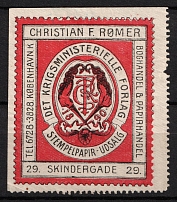 Denmark, 'Christian F. Romer, Trade in Books and Paper', Advertising Stamp