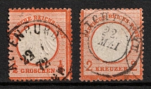 1872 German Empire, Small Breast Plate, Germany (Mi. 14 - 15, Full Set, Canceled, CV $410)
