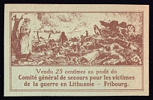 1916 25c Fribourg, In Favor of the Main Committee for Aid to War Victims in Lithuania, Issued in Switzerland (Imperforated)