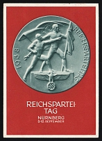 1938 (6 Sep) Reich Party Rally of the NSDAP in Nuremberg, Nazi Germany, Third Reich Propaganda, Commemorative Postmark 'Party Conference of Greater Germany', Postcard