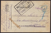 1917 World War I Military Censored Fieldpost Feldpost Postcard from Pardubice (Czechoslovakia) to Trieste (Italy)