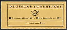 1963 Booklet with stamps of German Federal Republic, Germany in Excellent Condition (Mi. 8 I, 10 x Mi. 347 y, 10 x Mi. 351 y, CV $50)