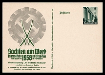 1938 'Saxony at work. Annual show in Dresden', Propaganda Postcard, Third Reich Nazi Germany
