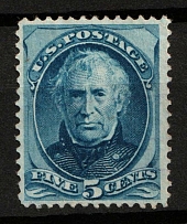 1875 5c Taylor, United States, USA (Scott 179, Blue, CV $230)