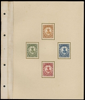 China - 1921-29, President Chiang Kai-Shek 1c-$1, Sun Yat-sen Mausoleum 1c-$1 and Curtiss ''Jenny'', the first issue, 15c-90c, three complete sets affixed over three pages from a souvenir album, all are unused, considered to have …