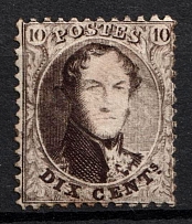 1863 10c Belgium (Sc. 13b, CV $120)