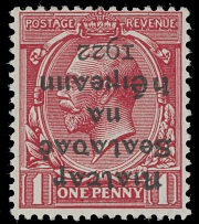 British Commonwealth - Ireland - Dollard Overprints - 1922, inverted black overprint on 1p scarlet, full OG, LH, F/VF, C.v. $300, Hibernian #T2a, €375, Scott #2a…