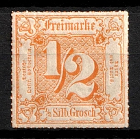 1865 1/2s Thurn und Taxis, German States, Germany (Mi. 37, Sc. 23, Signed, CV $40)