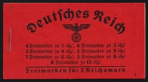 1937-39 Complete Booklet with stamps of Third Reich, Germany, Excellent Condition (Mi. MH 37.3, CV $460)