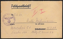 1943 Germany, Third Reich cover from field mail #L35852 to Warsaw field mail #15274 (Canceled)