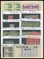 United States - Collections and Large Lots - PRE-WORLD WAR II SELECTION: 1909-39, about 1000 stamps in singles, blocks, plate blocks, center line blocks and other multiples, including plate blocks of #740-49, 859-63, some …
