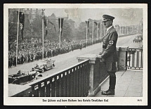 1938 (6 Sep) 'The Guide on the Balcony of the Hotel Deutscher Hof', Nuremberg Rally, Nazi Germany, Third Reich Propaganda, Postcard from Nuremberg